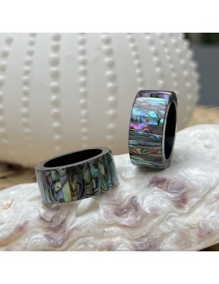 achat bague tahitienne nacre d'ormeau colorée prix