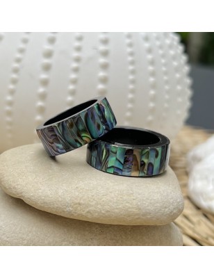 Joyería de pareo y bufanda - Anillo de nácar con abulón