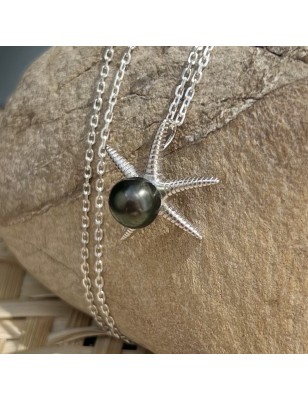 étoile de mer en pendentif perle de culture de Tahiti prix perle huitre