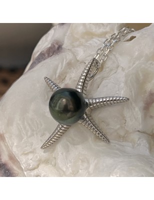 étoile de mer en pendentif perle de culture de Tahiti prix perle huitre
