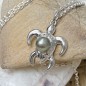 Pendentif Tortue Perle de Tahiti - 8/9mm - Argent Rhodié