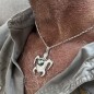 Colgante de tortuga con perla azul de Tahití de 9,82 mm - Plata rodiada