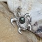 Pendentif Tortue Perle de Tahiti Bleue 9,82mm - Argent Rhodié