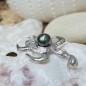 Ciondolo tartaruga con perla blu di Tahiti 9,82 mm - Argento placcato rodio