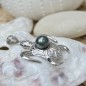 Colgante de tortuga con perla azul de Tahití de 9,82 mm - Plata rodiada