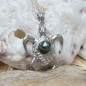 Schildkrötenanhänger mit blauer Tahitiperle (9,82 mm) – rhodiniertes Silber