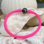 Pulsera deportiva con perla de Tahití negra y rosa - 10/11 mm