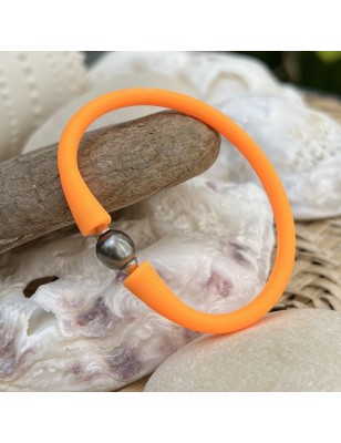 Pulsera infantil con perla gris de Tahití