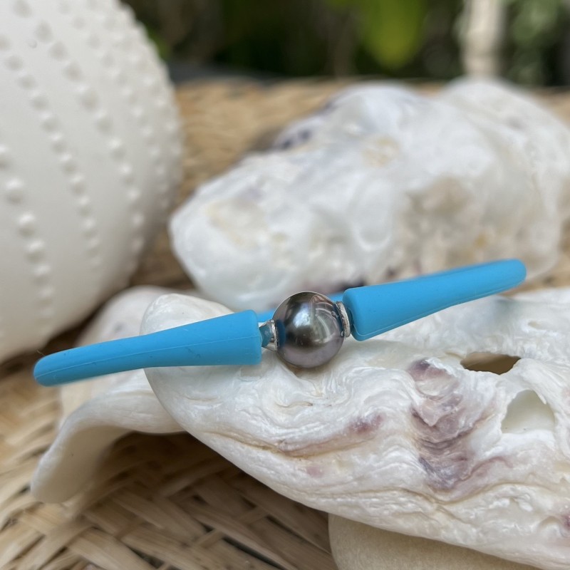 Eggplant Blue Tahitian Cultured Pearl Blue Bracelet