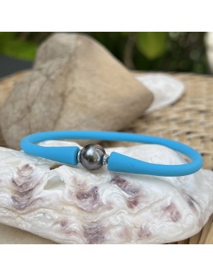 Bracciale da uomo con perla blu di Tahiti - 9,74 mm