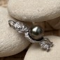 Toa - 8,83mm Tahitian Pearl Rhodium Silver Tiki Pendant