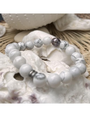 howlite man bracelet cultured pearl from Tahiti price