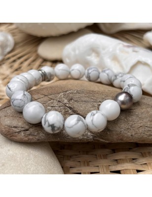 Herrenarmband aus pastellfarbenen Tahitiperlen