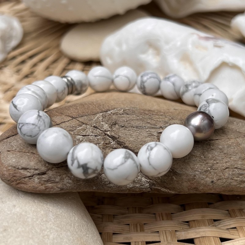 Pulsera de perlas de Tahití en tonos pastel para hombre