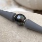 Teahupoo - Tahitian Pearl Bracelet - Grey Rubber