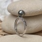 Ella - Tahitian Pearl Rhodium Silver Ring - 7.75mm