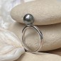 Tahitian Pearl Ring - Rhodium Silver - Grey Color