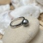 Tahitian Pearl Ring - Rhodium Silver - Grey Color