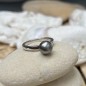 Bague Argent Rhodié et Perle de Tahiti Grise - Taille 56