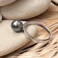 Bague Argent Rhodié et Perle de Tahiti Grise - Taille 56