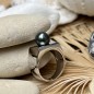 Honu - Tahitian Black Pearl Ring - Size 8.25