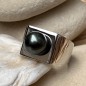 Honu - Tahitian Black Pearl Ring - Size 8.25