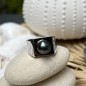 Honu - Tahitian Black Pearl Ring - Size 8.25
