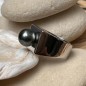 Honu - Tahitian Black Pearl Ring - Size 8.25