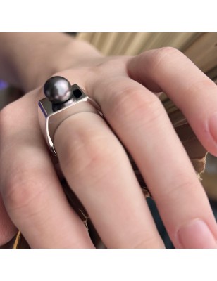 tahitian pearl men ring silver price