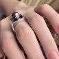 Honu - Tahitian Eggplant Pearl Ring - Rhodium Silver