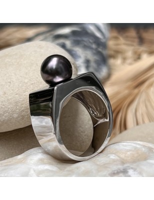 bague argent perle noire de Tahiti prix