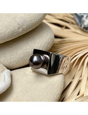 bague argent perle noire de Tahiti prix