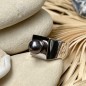 Honu - Tahitian Eggplant Pearl Ring - Rhodium Silver