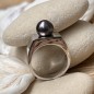 Honu - Tahitian Eggplant Pearl Ring - Rhodium Silver