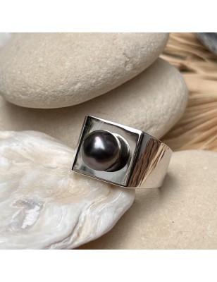 bague argent perle noire de Tahiti prix