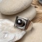 Honu - Tahitian Eggplant Pearl Ring - Rhodium Silver