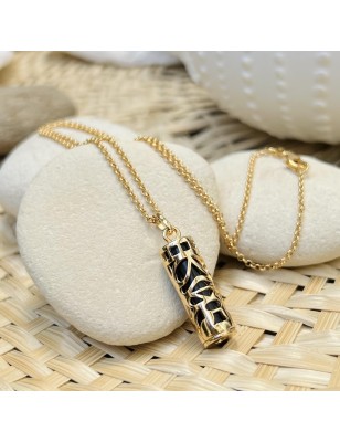 price onyx tiki gold necklace mana protection - tahitian jewerly for men - tahiti jewerly