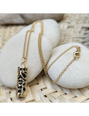price onyx tiki gold necklace mana protection - tahitian jewerly for men - tahiti jewerly