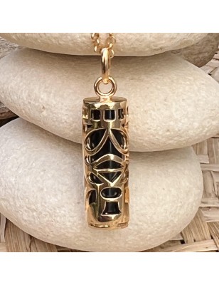 price onyx tiki gold necklace mana protection - tahitian jewerly for men - tahiti jewerly