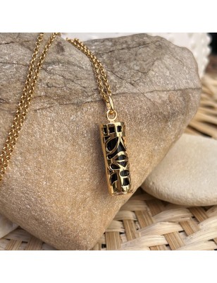 price onyx tiki gold necklace mana protection - tahitian jewerly for men - tahiti jewerly