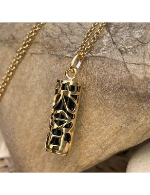 price onyx tiki gold necklace mana protection - tahitian jewerly for men - tahiti jewerly
