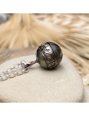 perle de culture de Tahiti pendentif signe du scorpion prix - pendentif homme perle Tahiti gravée