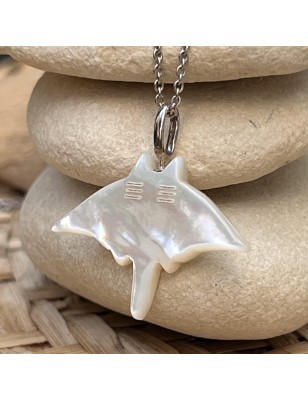 Manta Iti - Ciondolo in madreperla bianca - Argento rodiato