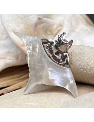 raie manta pendentif homme nacre blanche prix