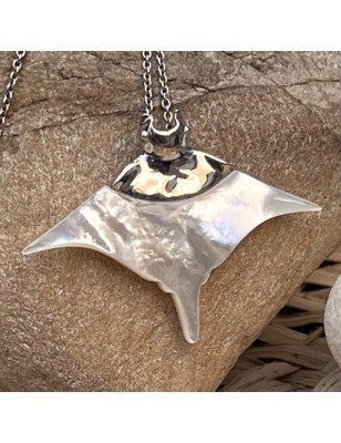 raie manta pendentif homme nacre blanche prix