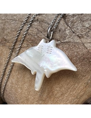 Manta Nui - White Mother of Pearl - Rhodium Silver