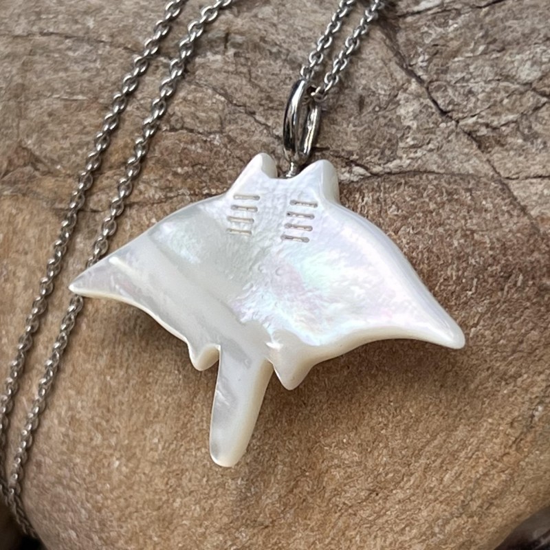 Manta Nui - Rochenanhänger - Rhodiumplattiertes Silber