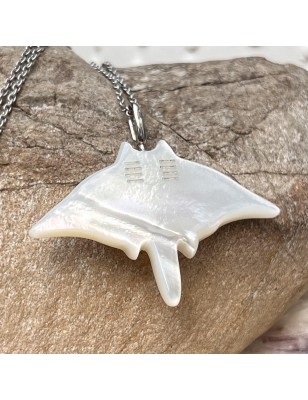raie manta pendentif femme nacre blanche prix