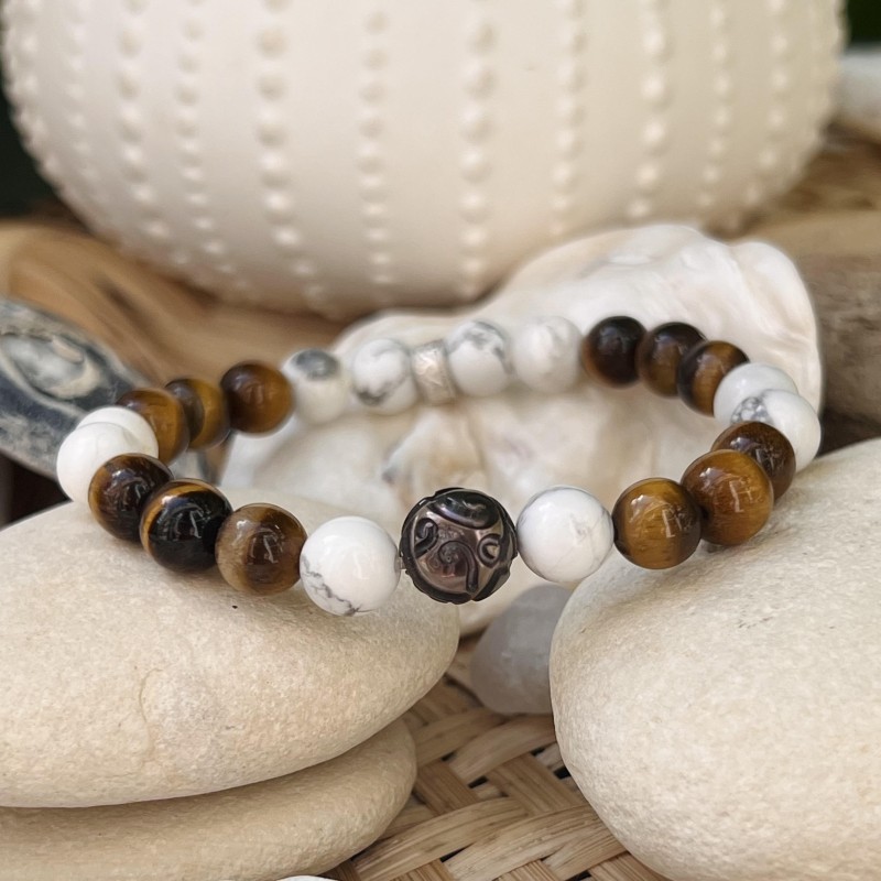 Koru - Engraved Tahitian Pearl Man Bracelet