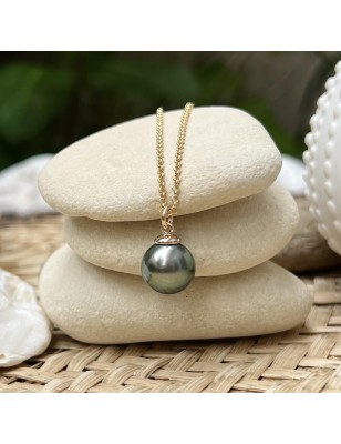 Rava - Collar de perlas de pavo real de Tahití - Plata de ley 925 bañada en oro